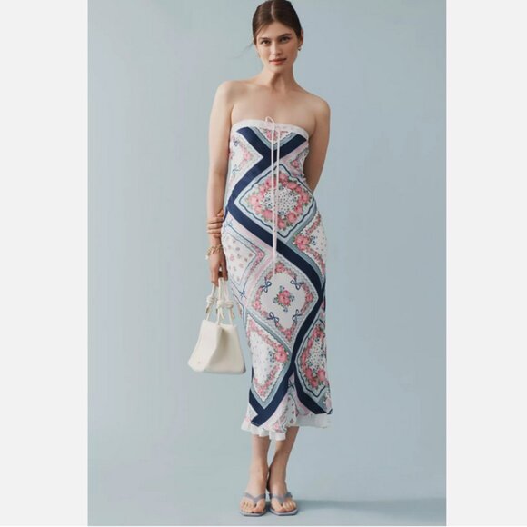 For Love & Lemons Daisy Mae Strapless Midi Slip Dress Size 1X Anthropologie NWT - Picture 6 of 11